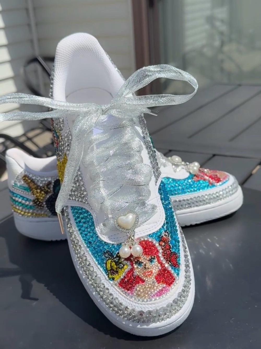 Ariel, Jasmine, and Belle Disney rhinestone Crystal sneakers